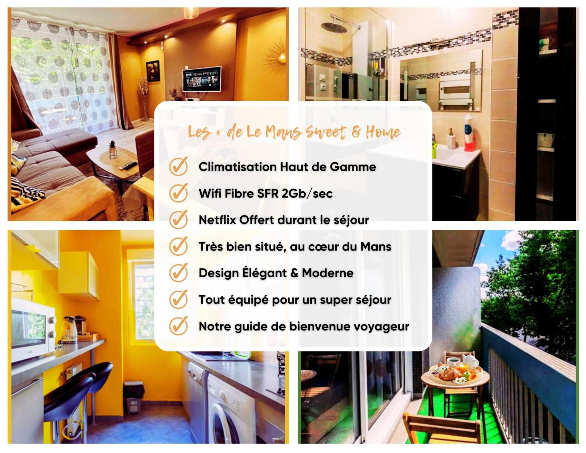 Le Mans City Sweet & Home - Climatise - Netflix - Wifi Fibre - Parking - Proche Circuit Des 24H & Centre-Ville - Accordhebergementconciergerie Экстерьер фото